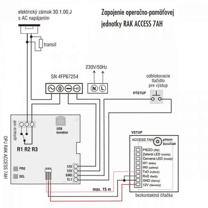 Kontrola vstupu RFID RYS BES RAK bezdotykový elktronický klíč deska plošného spoje, konektor pro další čtečku